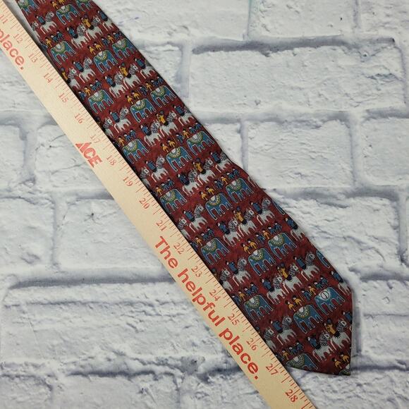Dunhill Silk Primitive Horse & Elephant Print Tie - Picture 14 of 14